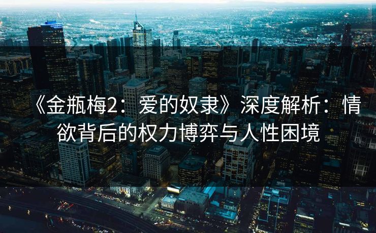 《金瓶梅2：爱的奴隶》深度解析：情欲背后的权力博弈与人性困境